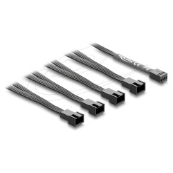 Delock Lüfterkabel Splitter 1 x 4 Pin PWM Buchse zu 4 x 4 Pin PWM Stecker schwarz ? 40 cm Länge mit 20 cm Abzweigen