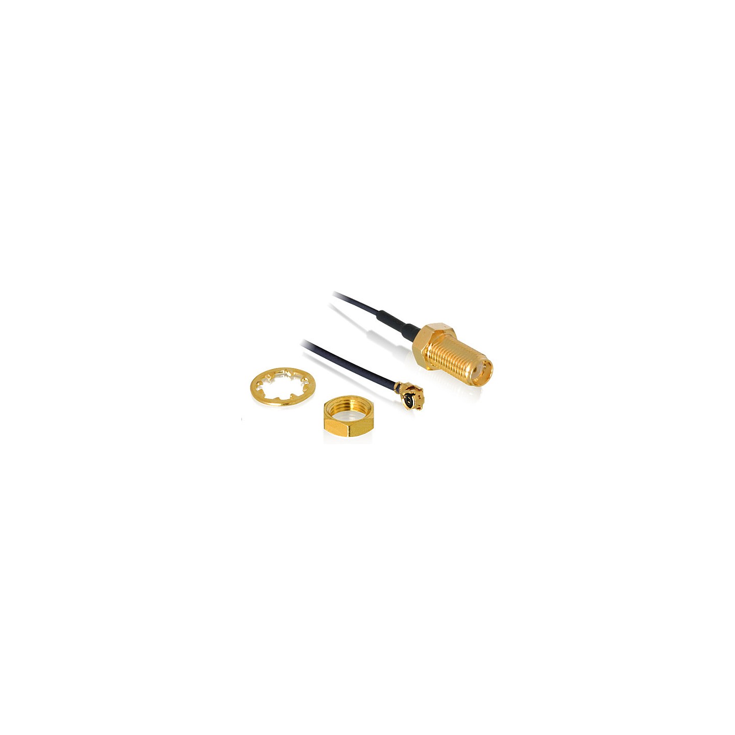 DELOCK Antennenkabel SMA Buchse zum Einbau zu I-PEX Inc. MHF I Stecker 1.37 35cm Gewindelnge 10mm