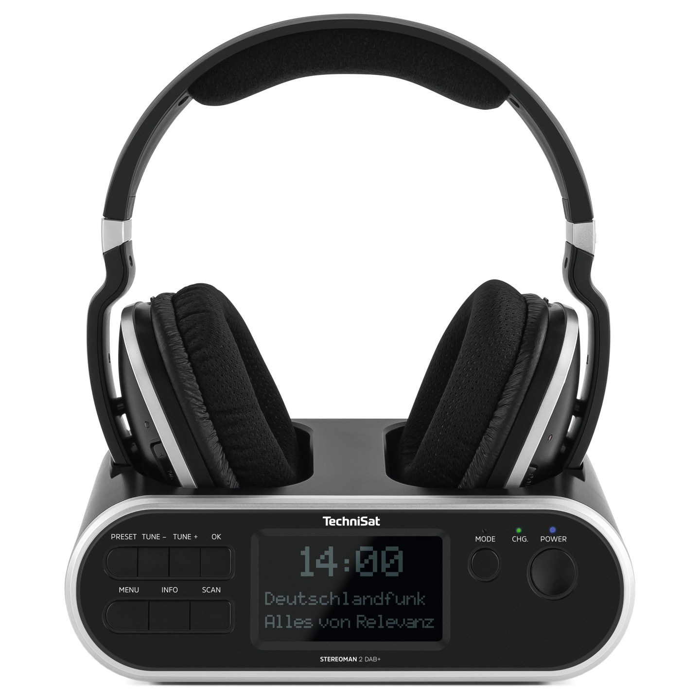 TSAT Stereoman 2 DAB+ sw Stereo-Funkkopfhörer mit Dockingstation 2.4GHz — Buy in Cyprus with Fast Delivery