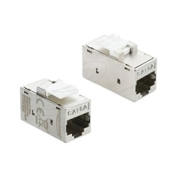 Keystone Modul Kupplung RJ45 Buchse zu RJ45 Buchse Cat.6A Metall silber weiß — Buy in Cyprus with Fast Delivery