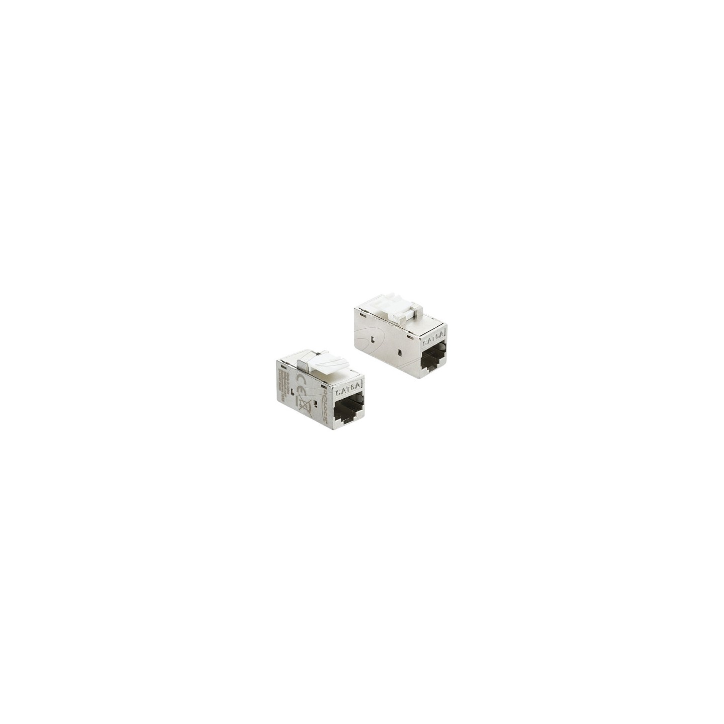 Keystone Modul Kupplung RJ45 Buchse zu RJ45 Buchse Cat.6A Metall silber weiß — Buy in Cyprus with Fast Delivery