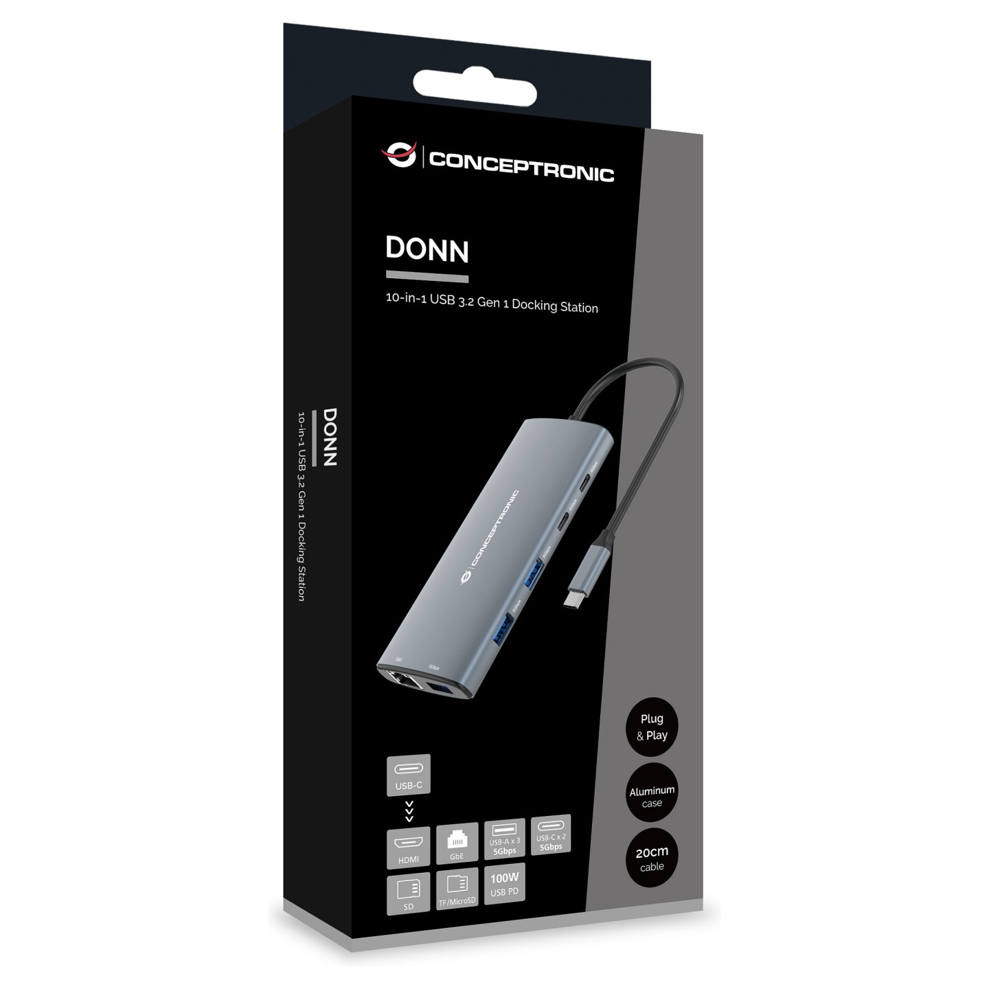 CONCEPTRONIC 10-1 Dock USB-C- to HDMI 2xUSB-C 3xUSB-A + 20cm gr — Buy in Cyprus with Fast Delivery
