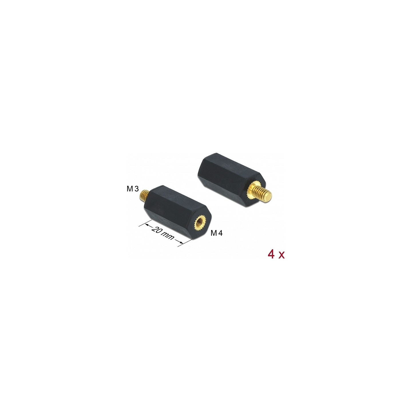 Abstandshalter M4 x M3. Sechskant. Innen Außen. 20 mm schwarz 4 Stück — Buy in Cyprus with Fast Delivery
