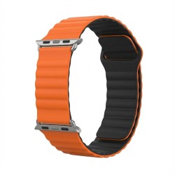Premium Armband für Apple Watch. Orange Schwarz. 40mm. 41mm. 38mm. 42mm (Series 10). GA-MAG-BNDA-P-OMS