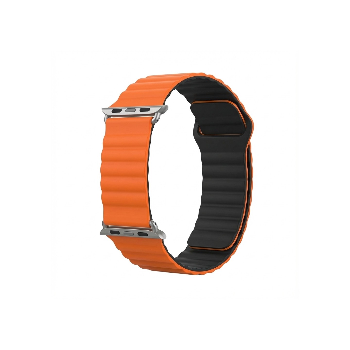 Premium Armband für Apple Watch. Orange Schwarz. 40mm. 41mm. 38mm. 42mm (Series 10). GA-MAG-BNDA-P-OMS