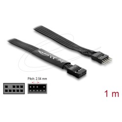 Delock HD Audio Flachbandkabel Mainboard Verlängerungskabel 9 Pin Pfostenstecker zu Pfostenbuchse 1 m schwarz