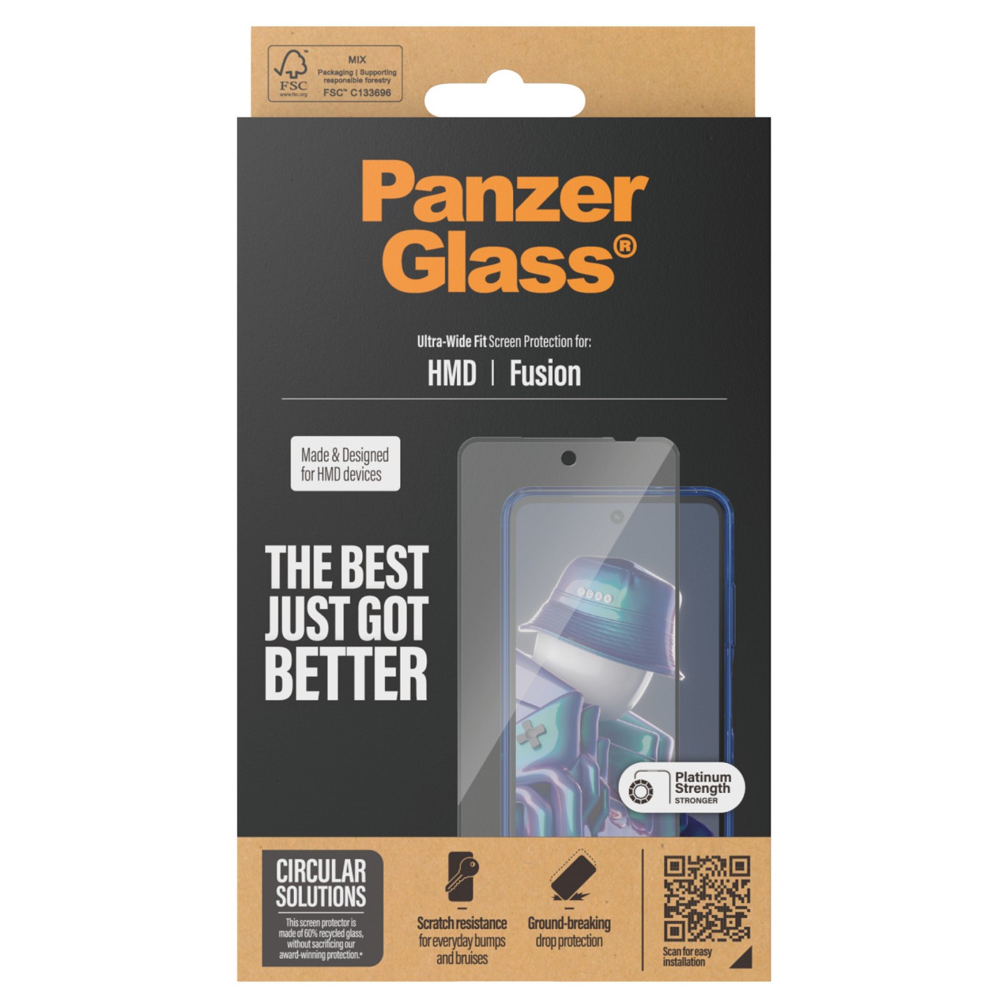PanzerGlass Screen Protector w. Black Frame HMD Fusion UWF — Buy in Cyprus with Fast Delivery
