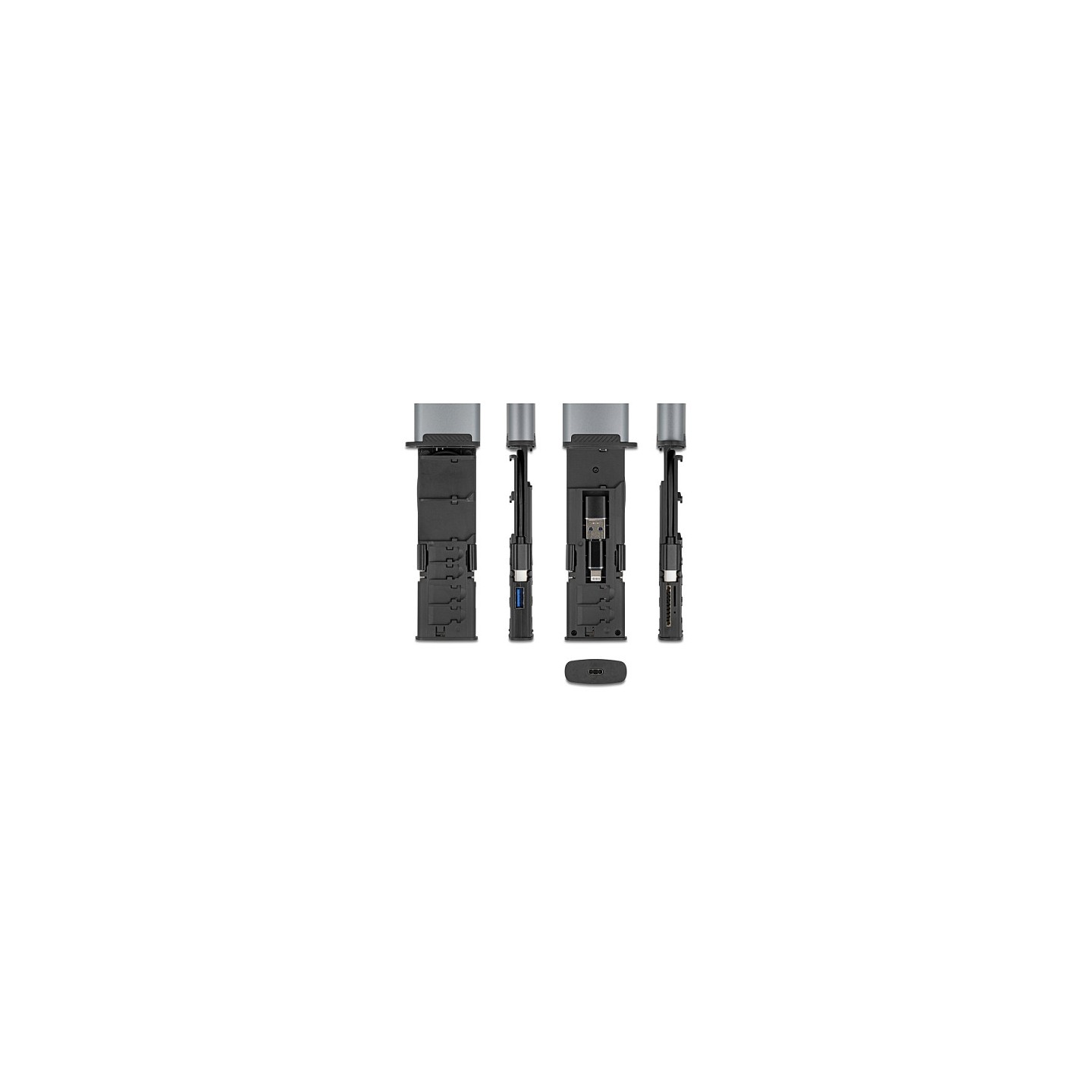USB 5 Gbps Kartenleser mit SD und Micro SD Slot und Aufbewahrungsfächern für Speicherkarten