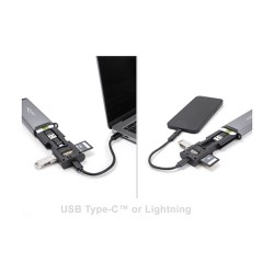 USB 5 Gbps Kartenleser mit SD und Micro SD Slot und Aufbewahrungsfächern für Speicherkarten