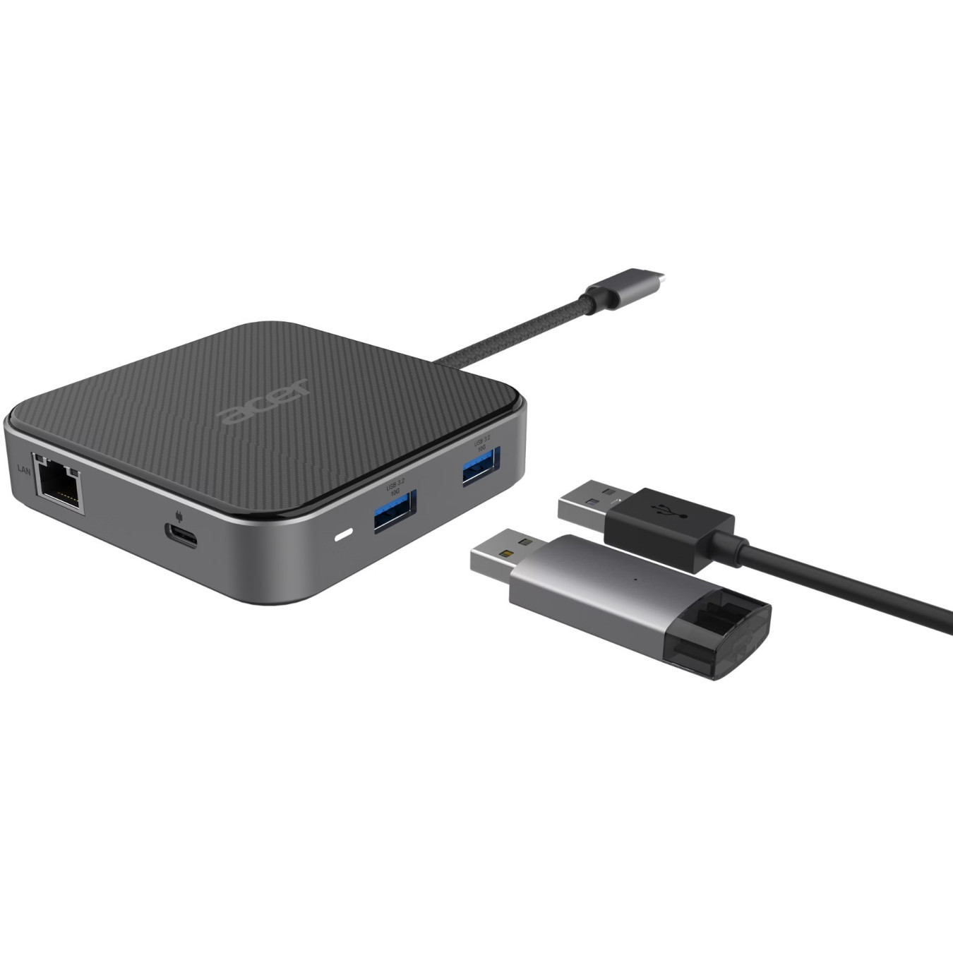 Acer Multi Display Hub - 7-in-1 USB4 Multiport Hub - 8K HDMI/DP, 100W PD, Ethernet, 2x USB-A, 3.5mm, Black/Silver