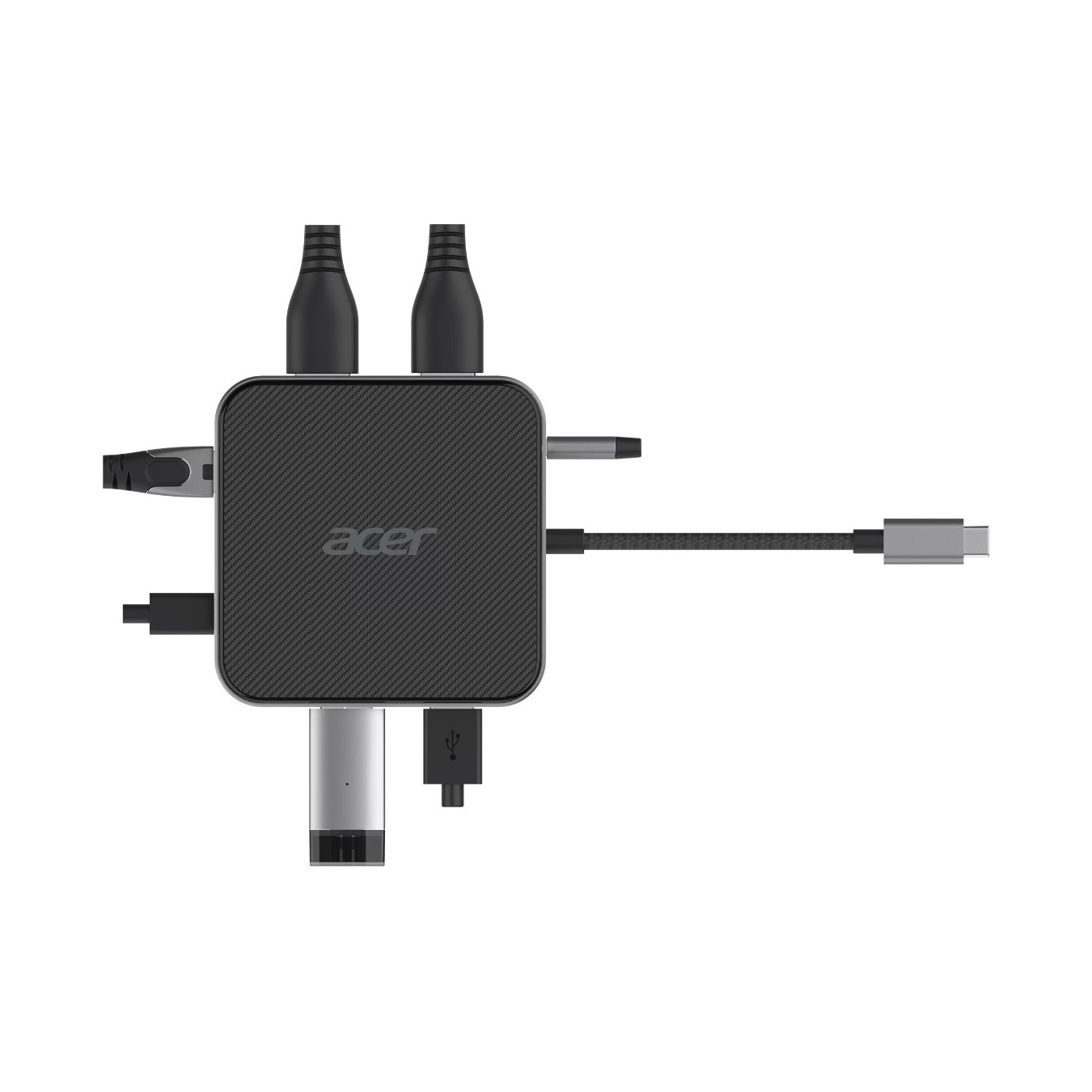 Acer Multi Display Hub - 7-in-1 USB4 Multiport Hub - 8K HDMI/DP, 100W PD, Ethernet, 2x USB-A, 3.5mm, Black/Silver