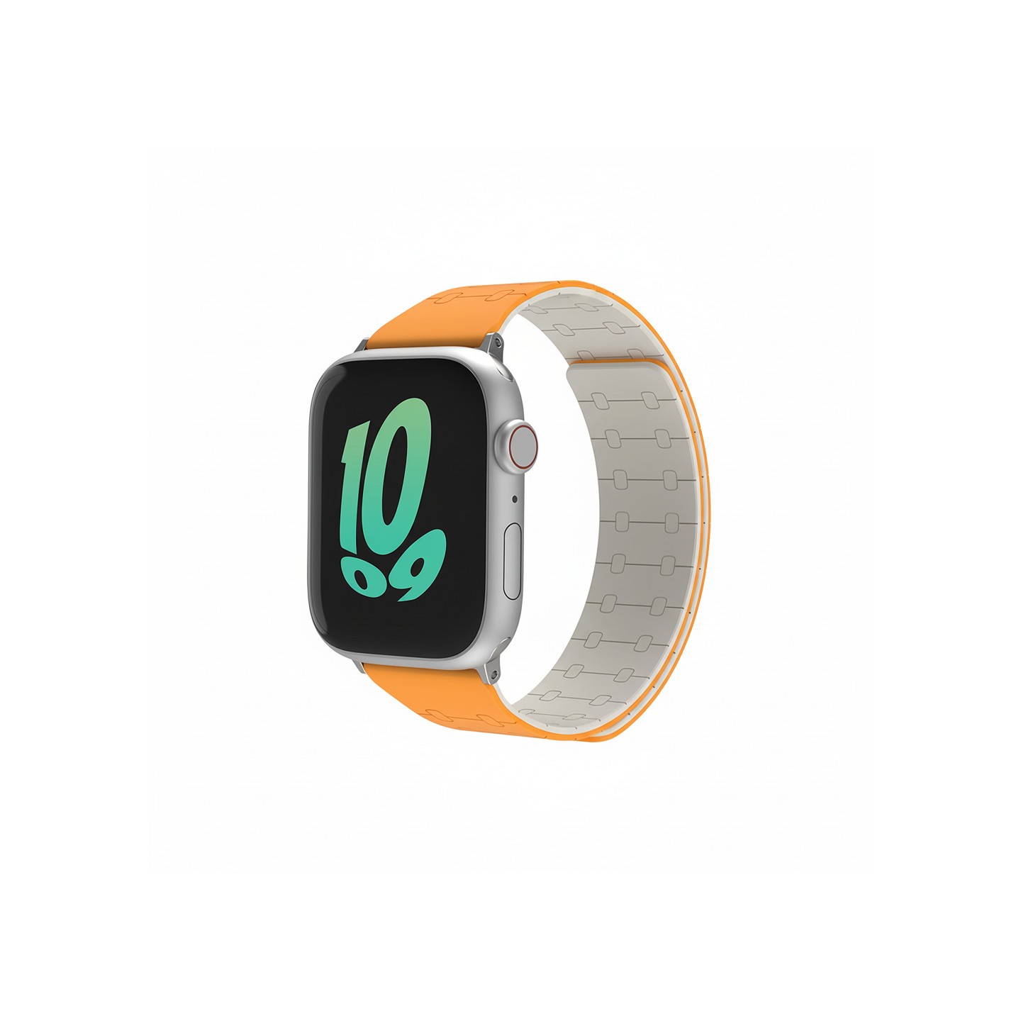 Premium Pro Armband für Apple Watch. Orange Weiß. 44mm. 45mm. 42mm (Series 1 2 3). 49mm. 46mm. GA-MAG-BNDA-P+GSL