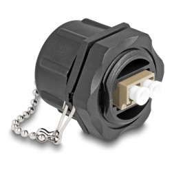 LWL Einbaubuchse LC Duplex zu LC Duplex mit Verschlusskappe Multimode IP68 staub- und wasserdicht