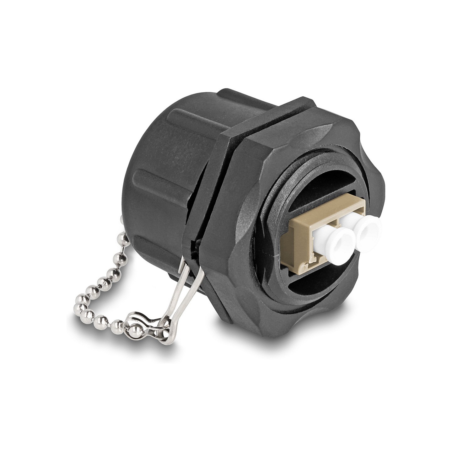 LWL Einbaubuchse LC Duplex zu LC Duplex mit Verschlusskappe Multimode IP68 staub- und wasserdicht
