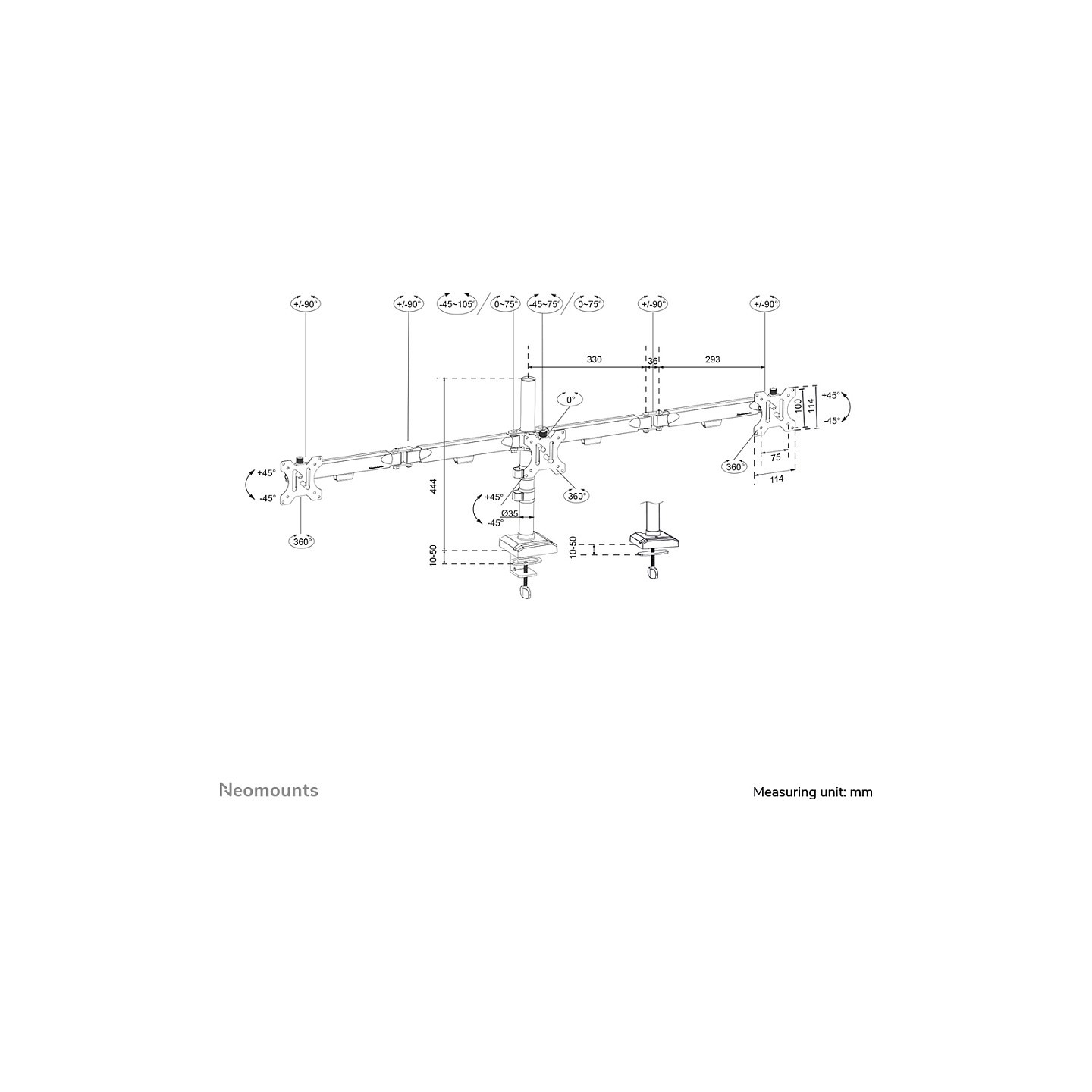 Neomounts NERO DS60-600BL3 Monitorarm - schwarz — Buy in Cyprus with Fast Delivery