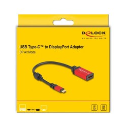 DELOCK USB Type-C zu DisplayPort Adapter DP Alt Mode 8K 30 Hz mit HDR Funktion rot — Buy in Cyprus with Fast Delivery