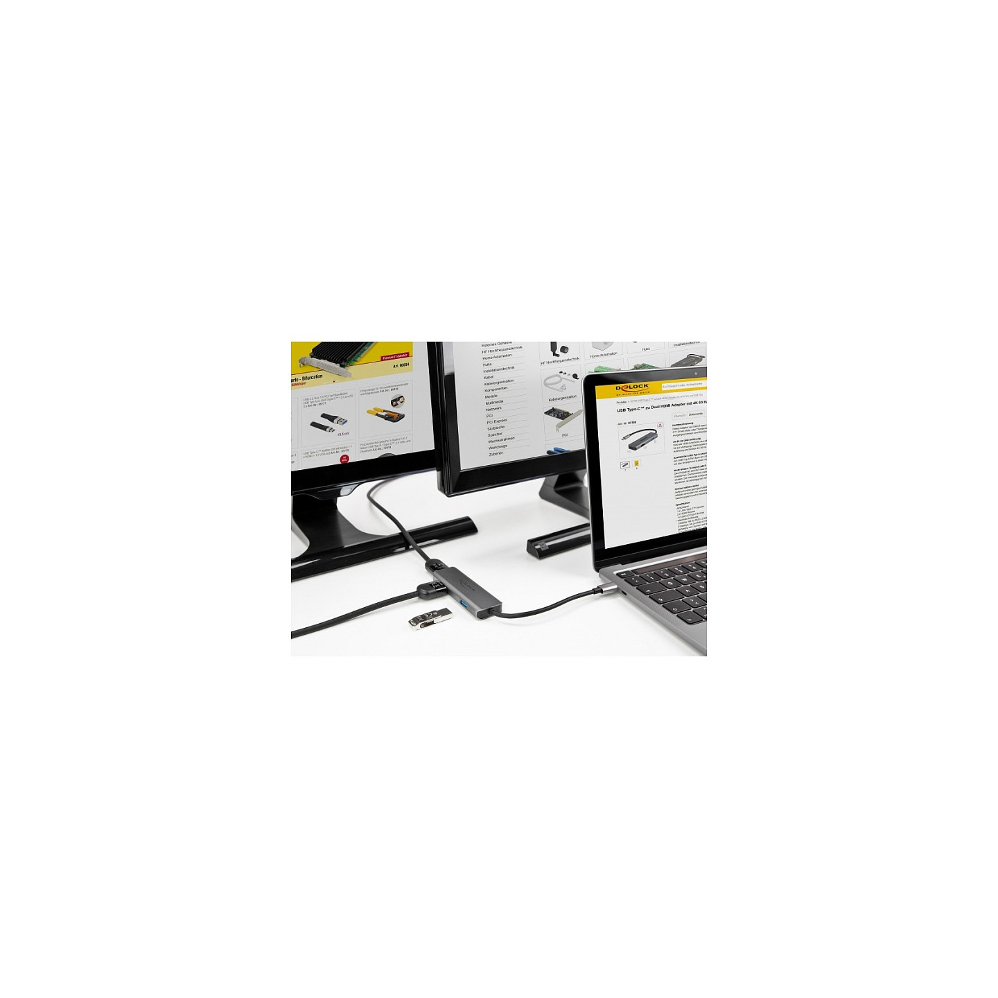 DELOCK USB Type-C zu Dual HDMI Adapter mit 4K 60Hz und USB Port — Buy in Cyprus with Fast Delivery