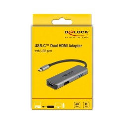DELOCK USB Type-C zu Dual HDMI Adapter mit 4K 60Hz und USB Port — Buy in Cyprus with Fast Delivery