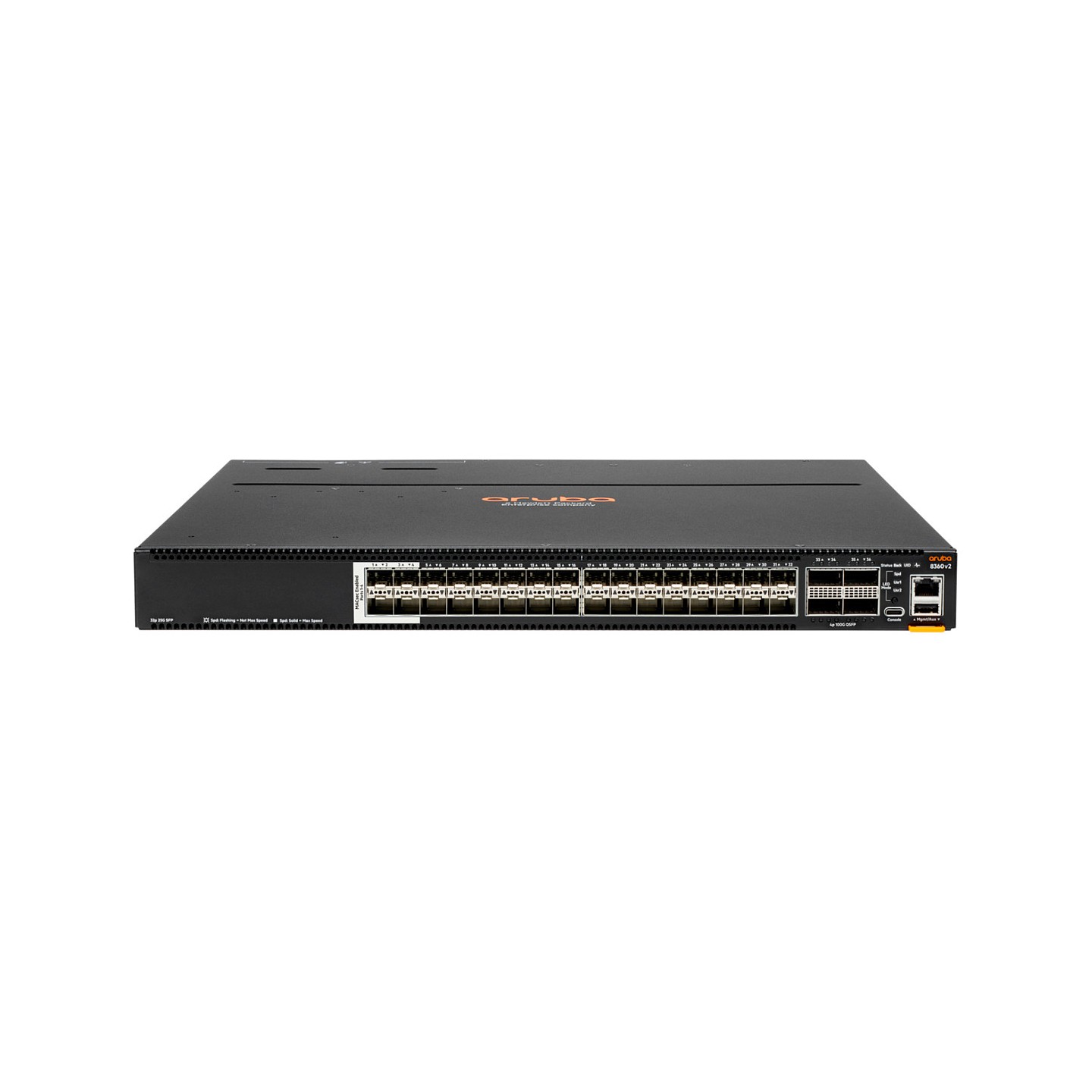 HPE Aruba 8360-32Y4C v2 32p 25G SFP + 28 4 Sec 4p 100G QSFP+ 28 Front-to-Back 3 Fans 2 AC Bdl (EN)