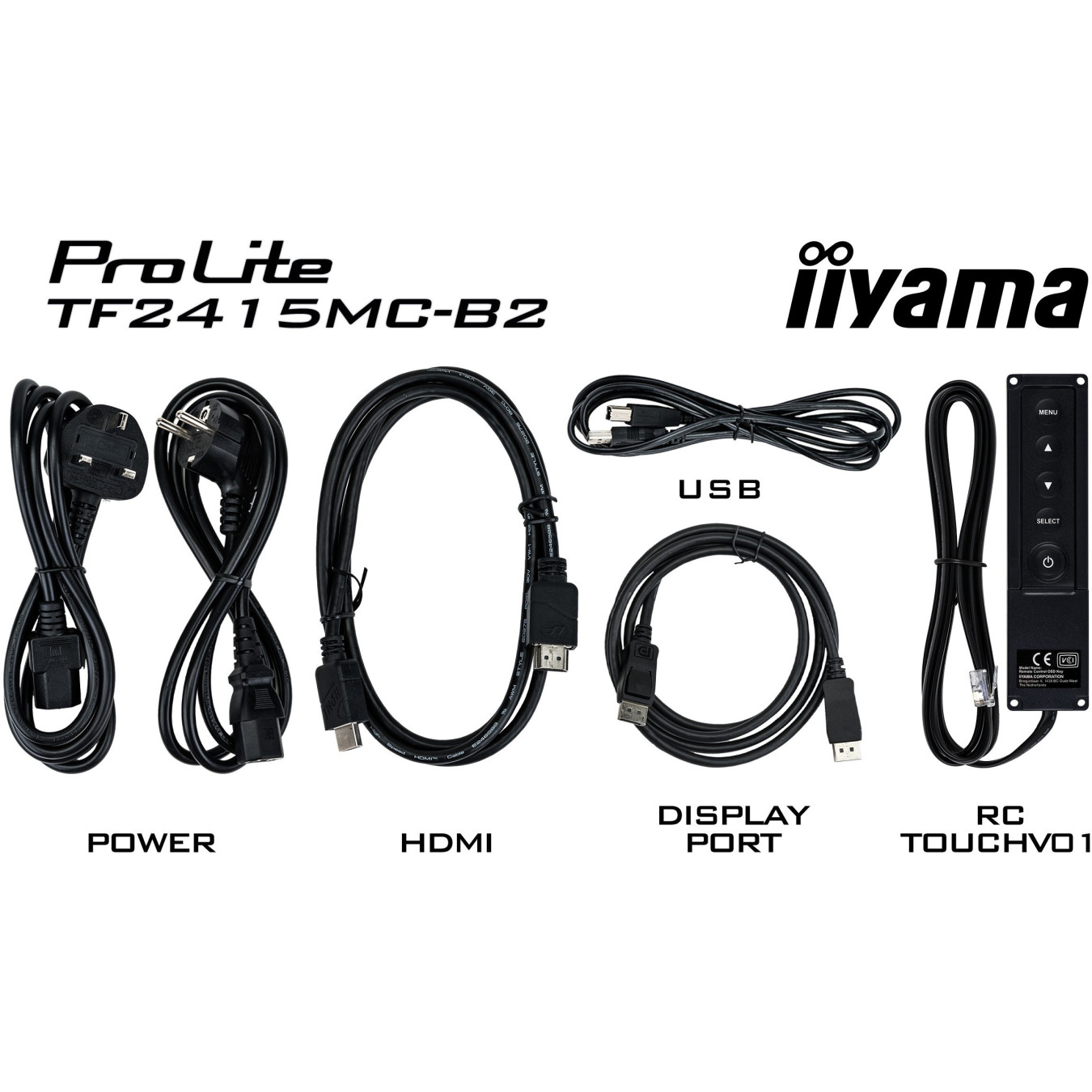 iiyama ProLite TF2415MC-B2 - 23.8" PCAP Multi-Touch Open Frame Monitor, Full HD, HDMI & DisplayPort, Black