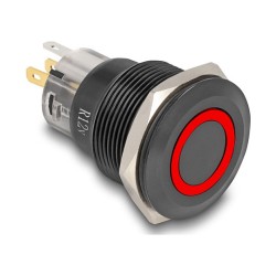 Druckschalter zum Einbau schwarz 22 mm 12 V 5 x Lötanschluss LED rot Ring — Buy in Cyprus with Fast Delivery