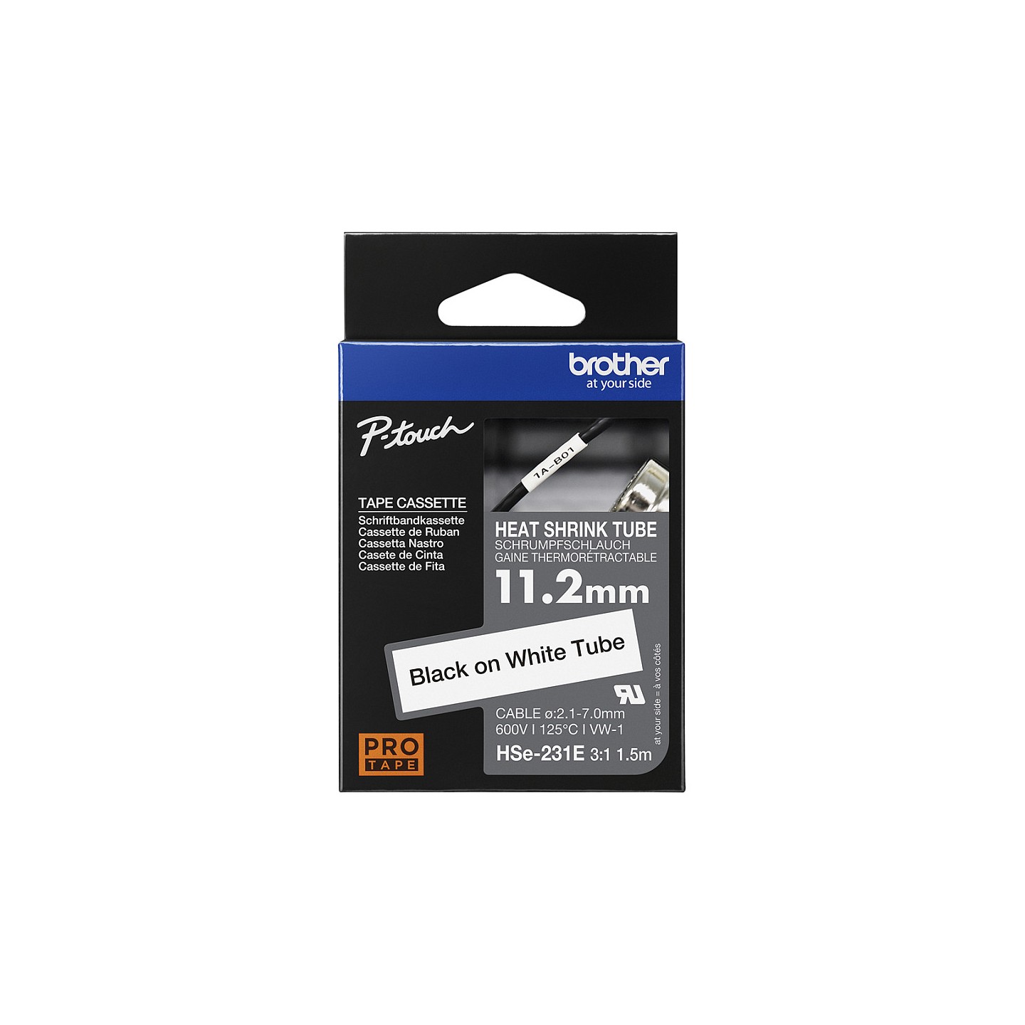 Brother HSe-231E Schrumpfschlauch schwarz auf wei (11.2 mm) — Buy in Cyprus with Fast Delivery