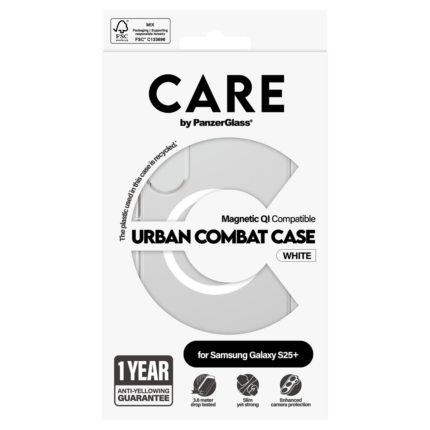 CARE Flagship Case Clear w. white QI Galaxy S25 Plus — Buy in Cyprus with Fast Delivery