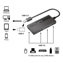 Equip USB-Hub 4-Port 3.2 - to 4x3.0 +USB-C Adp.5Gbps o.Netz.sw — Buy in Cyprus with Fast Delivery