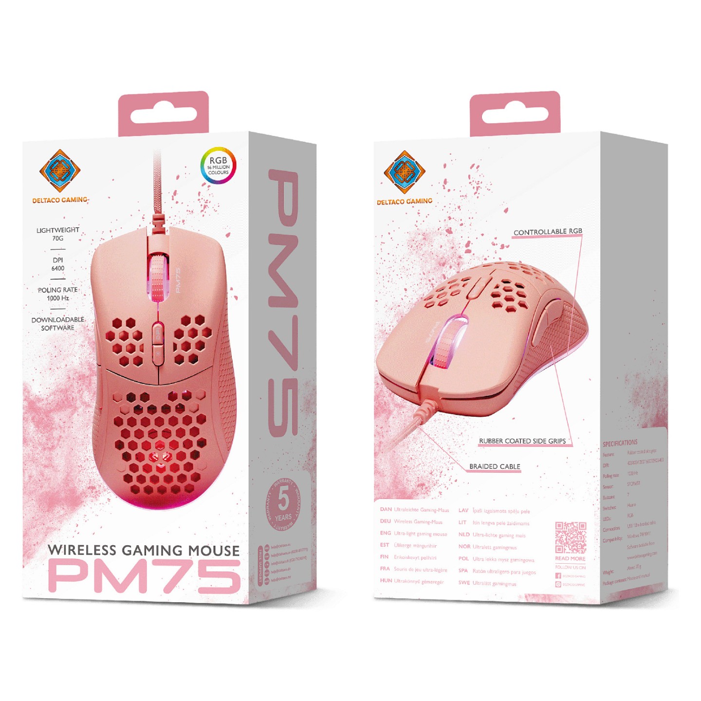 Deltaco Gaming Maus USB. RGB pink — Buy in Cyprus with Fast Delivery