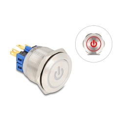 Drucktaster zum Einbau 25 mm 6 x Lötanschluss LED rot Powersymbol + Ring — Buy in Cyprus with Fast Delivery