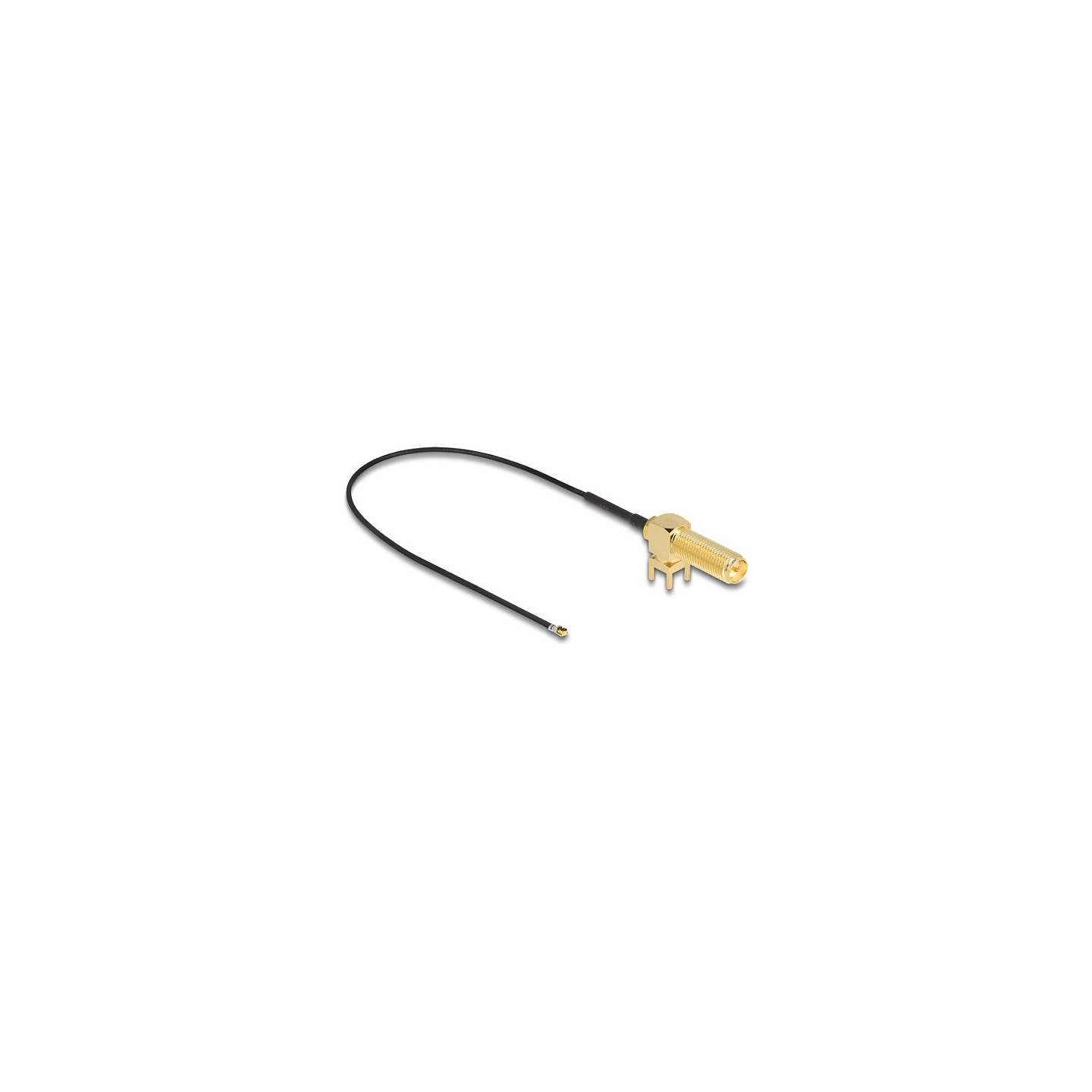 DELOCK Antennenkabel RP-SMA 90 PCB Buchse zum Einbau zu I-PEX Inc. MHF 4L Stecker 1.13 25cm Gewindelnge 15mm