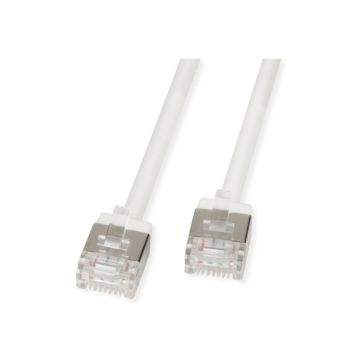 ROLINE U FTP DataCenter Patchkabel Cat.6A (Class EA). LSOH. slim. extra kurzer Stecker. wei. 2 m