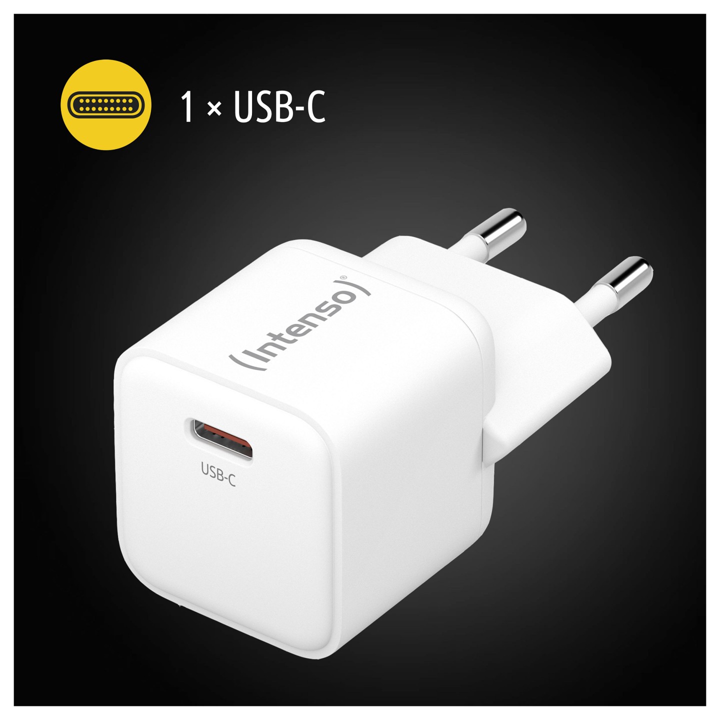 Intenso Netzteil Power Adapter W30C GaN. Anschluss: 1x USB-C Output: max. 30 Watt. GaN-Technologie. Weiß