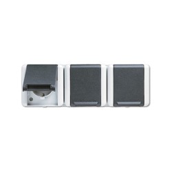 Jung Schuko-Steckdose 3-fach 8230W WG800 IP44 waagr.Mont. 5 Leit-E. 8230W (8230W) — Buy in Cyprus with Fast Delivery
