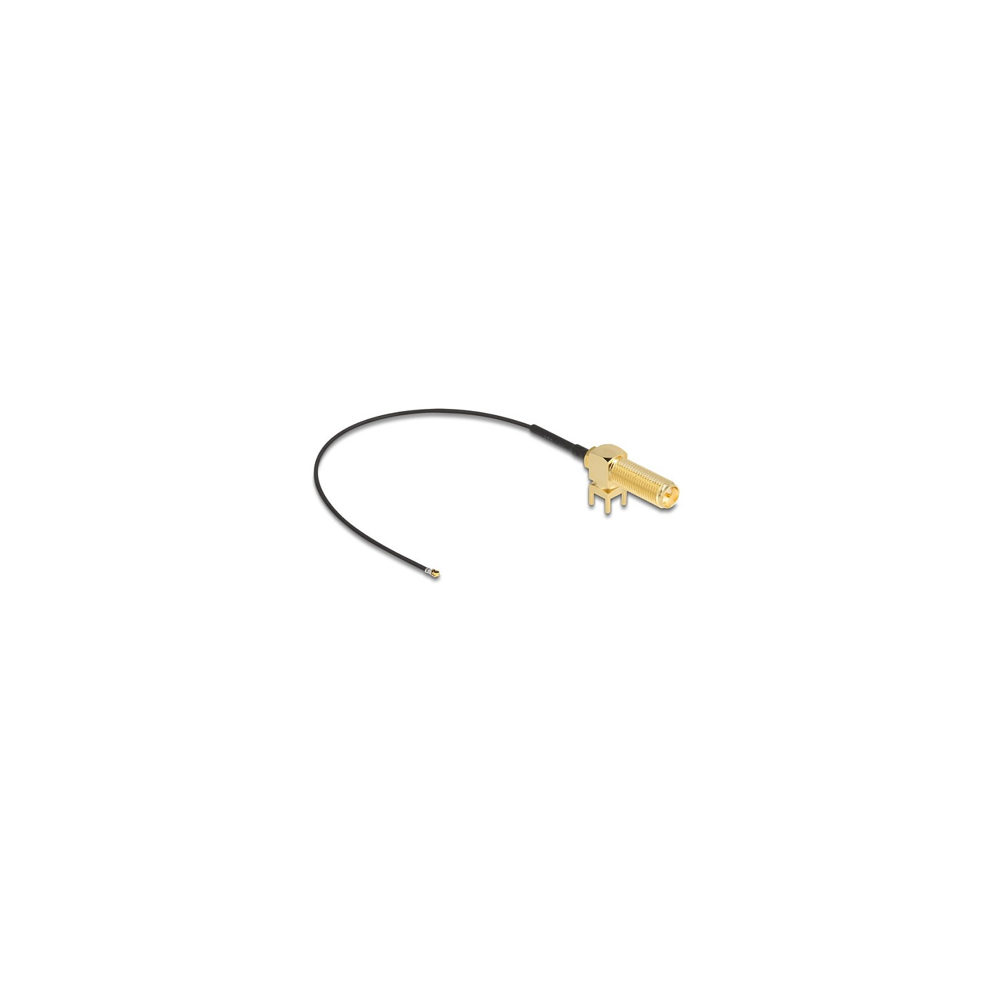 DELOCK Antennenkabel RP-SMA 90 PCB Buchse zum Einbau zu I-PEX Inc. MHF 4L Stecker 1.13 15cm Gewindelnge 15mm