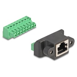 Delock RJ45 Buchse zu Terminalblock Adapter zum Einbau 8 Pin 2-teilig — Buy in Cyprus with Fast Delivery
