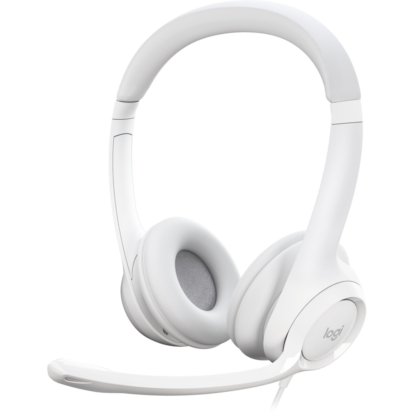 Logitech H390 USB Headset - Wired USB-A On‑Ear Headset - White, Boom Microphone, Inline Controls, 1.9m Cable