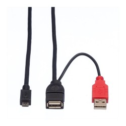 ROLINE USB 2.0 Y-Kabel 2x Typ A ST BU - Micro B ST 1m — Buy in Cyprus with Fast Delivery