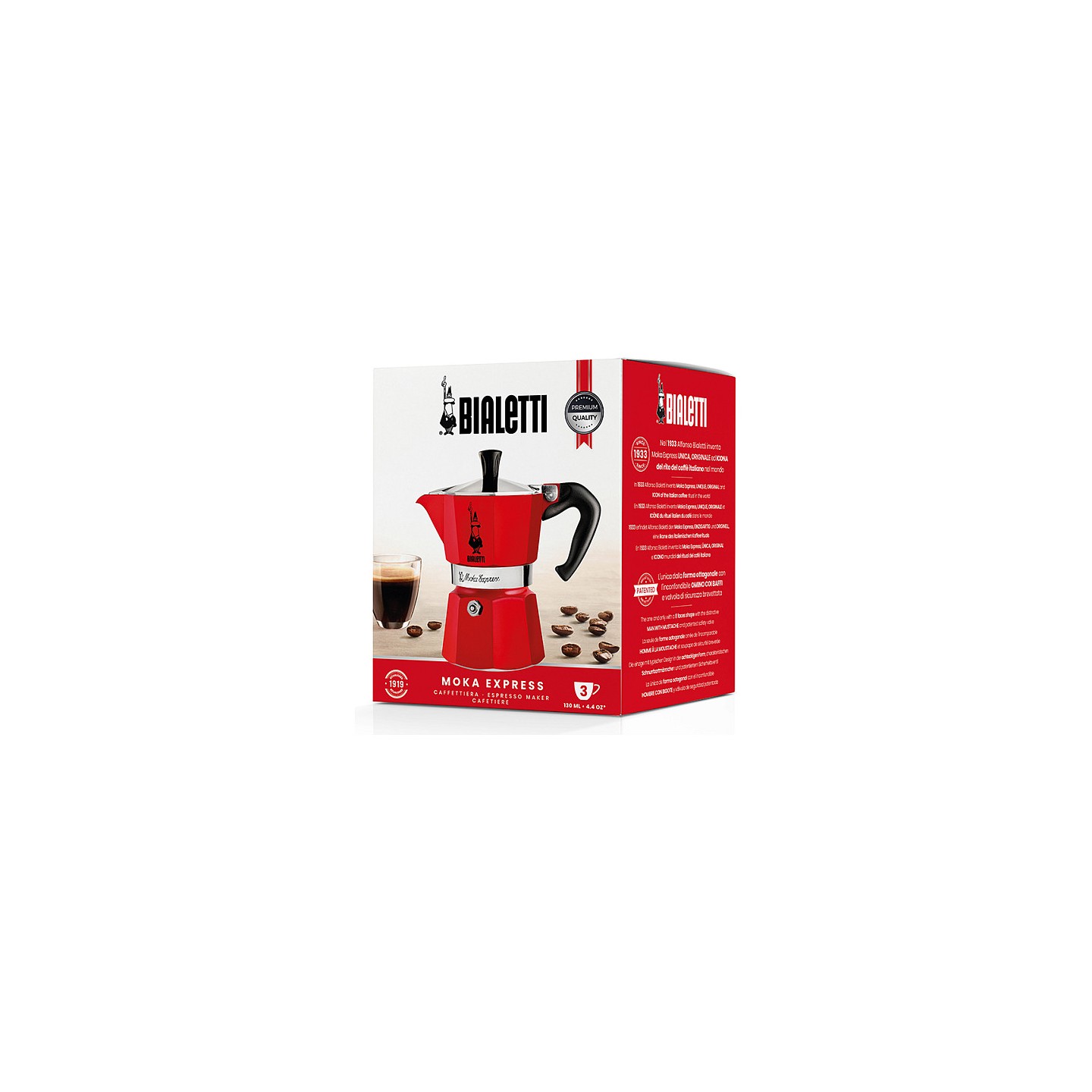 Bialetti Mokka-Express Kanne 3 Tassen Passion Red — Buy in Cyprus with Fast Delivery