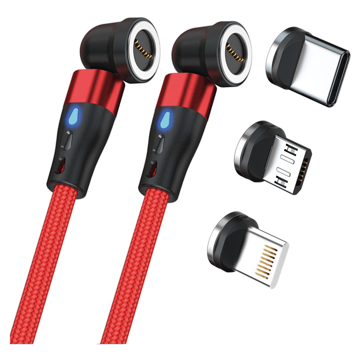 RealPower Magentic cable.1m.2x magnetisch.rot mit Adaptern — Buy in Cyprus with Fast Delivery