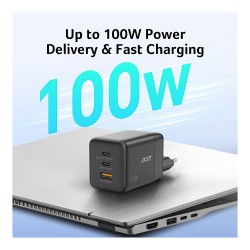 Acer GaN 100w 2 x USB-C + 1x USB-A ports. black — Buy in Cyprus with Fast Delivery