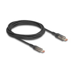 DELOCK USB 2.0 Daten- und Schnellladekabel USB Type-C Stecker zu Stecker PD 3.0 100 W mit Leistungsanzeige transparen...