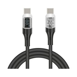 DELOCK USB 2.0 Daten- und Schnellladekabel USB Type-C Stecker zu Stecker PD 3.0 100 W mit Leistungsanzeige transparen...