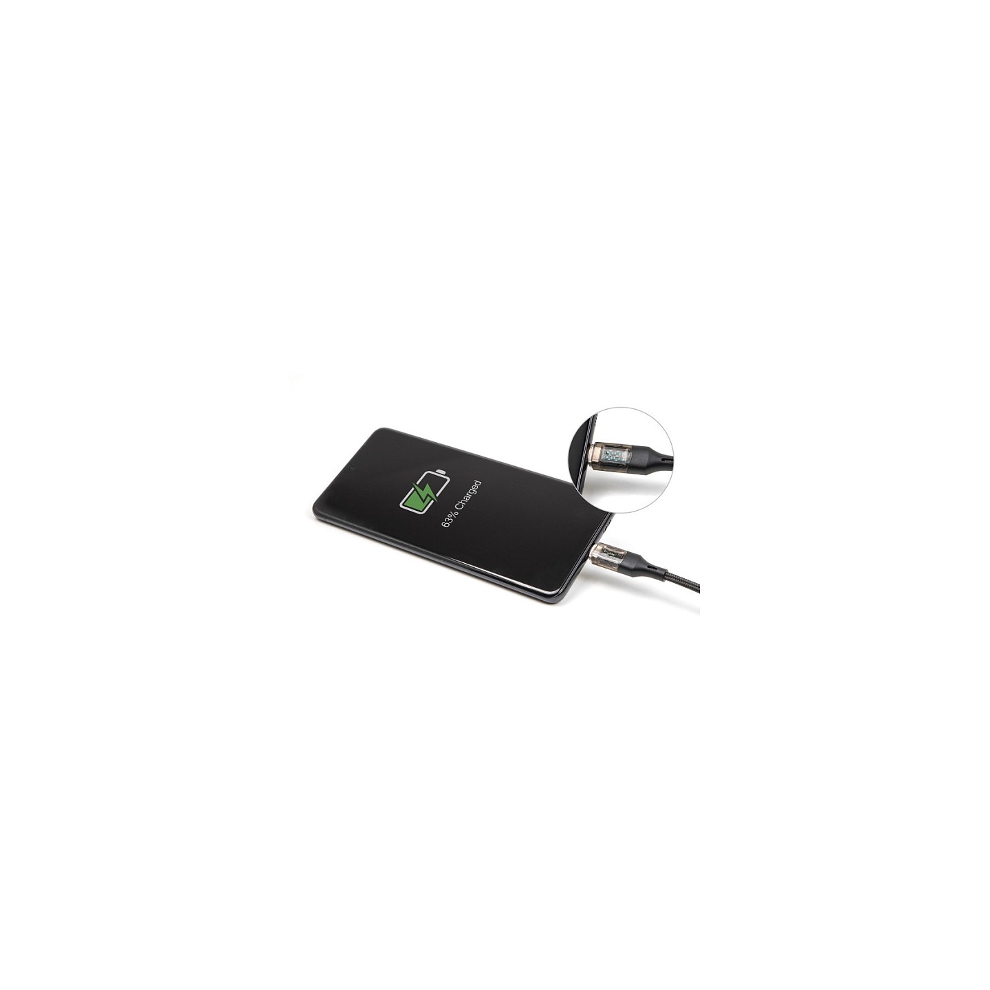 DELOCK USB 2.0 Daten- und Schnellladekabel USB Type-C Stecker zu Stecker PD 3.0 100 W mit Leistungsanzeige transparen...