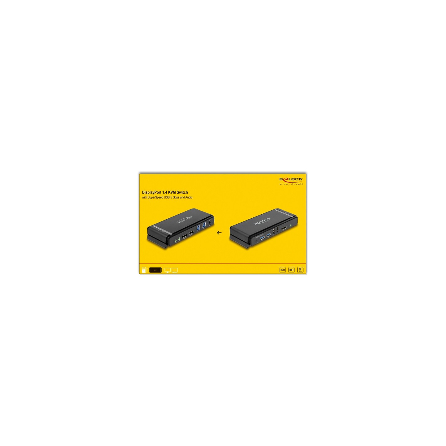 DELOCK DisplayPort 1.4 KVM Switch 8K 60 Hz mit USB 5 Gbps und Audio — Buy in Cyprus with Fast Delivery