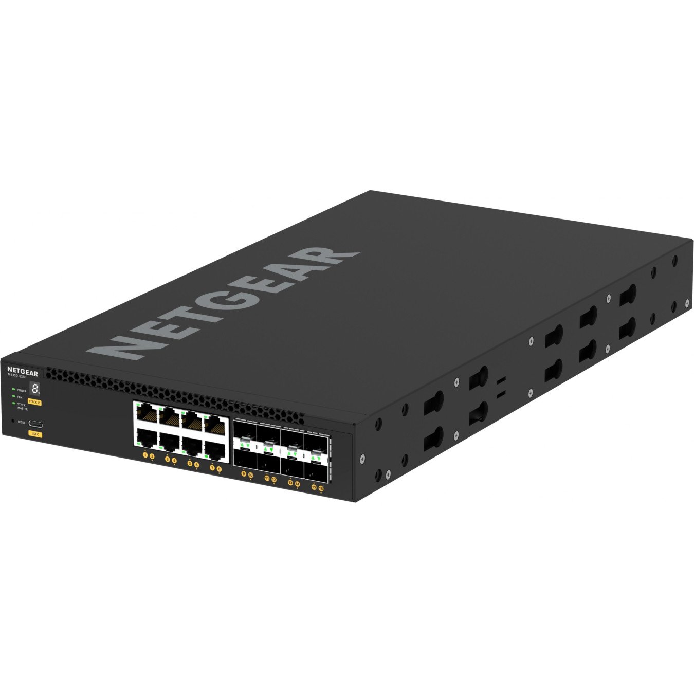 16-Port 10G Managed Switch - NETGEAR M4350-8X8F - L3, 16x10G (8x RJ45 + 8x SFP+), 2GB DDR4, ARM 1.8GHz, 1U Black