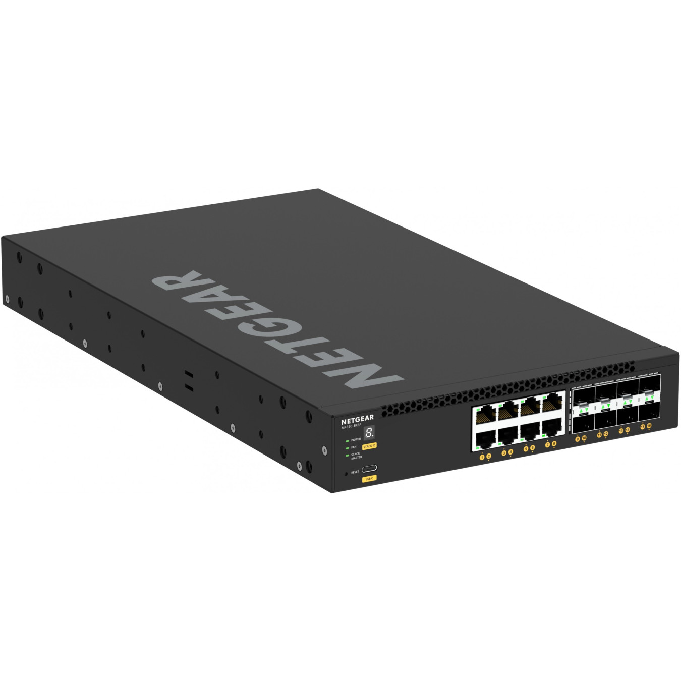 16-Port 10G Managed Switch - NETGEAR M4350-8X8F - L3, 16x10G (8x RJ45 + 8x SFP+), 2GB DDR4, ARM 1.8GHz, 1U Black