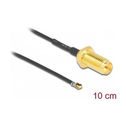 DELOCK Antennenkabel RP-SMA Buchse zum Einbau zu MHF 4L LK Stecker 1.37 10cm Gewindelnge 10mm