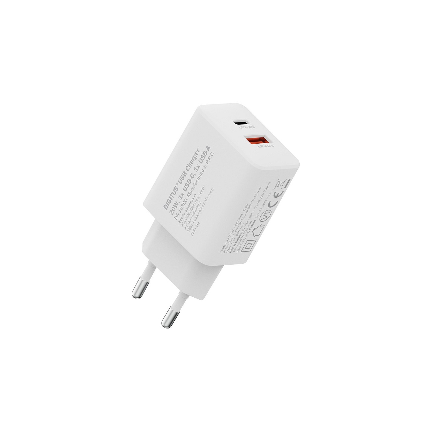 DIGITUS USB Charger 20W. 1x USB-C. 1x USB-A — Buy in Cyprus with Fast Delivery