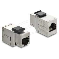 Keystone Modul Kupplung RJ45 Buchse zu RJ45 Buchse Cat.6A mit schwarzer Kunststoff Latch. geschirmt